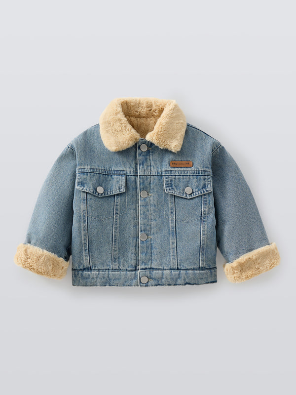 FUR-LINED DENIM JACKET